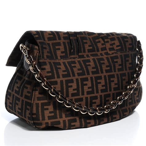 BRAND: FENDI MIA ZUCCA FLAP BLACK SHOULDER 